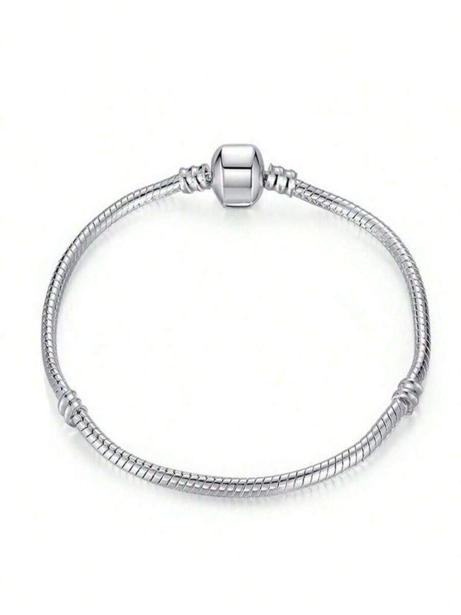 1 pieza Brazalete de aleación delicado minimalista, brazalete de cadena suave de estilo clásico de serpiente con broche de corazón, regalo unisex para el Día de San Valentín, Año Nuevo, cumpleaños