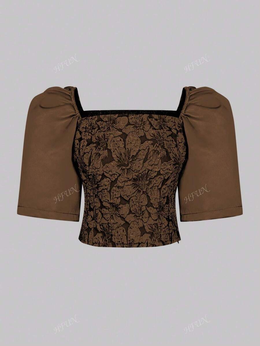 Women Modern Elegant Filipiniana Inspired Puff Sleeve Casual Top
