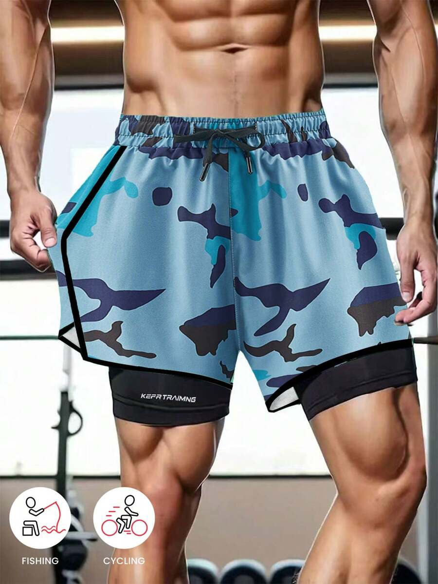 Leichte, einteilige, einfarbige Sport-Shorts, Anti-Beinreiben Doppelschicht Unisex-Paar-Shorts zum Laufen, für den Outdoor-Gym, Lässig