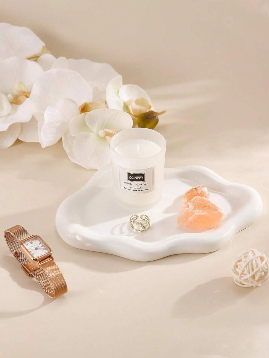 Ceramic Jewelry Tray, Decorative Cloud Vanity Key Tray For Women, Ring Holder Dish, Cute Jewelry Dish For Aesthetic Decor, White, Medium