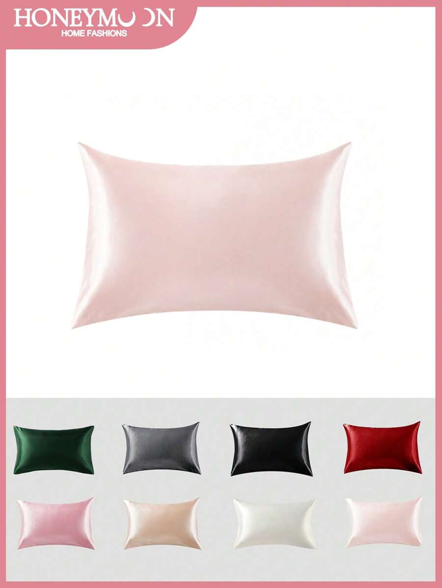 1pc Silky Satin Pillowcase, Silk Pillow Case For Hair And Skin, Luxurious And Silky Smooth, Ultra Soft And Breathable, No Filler, Machine Washable. For Home Bedding And School Bedding Dorm Essentials