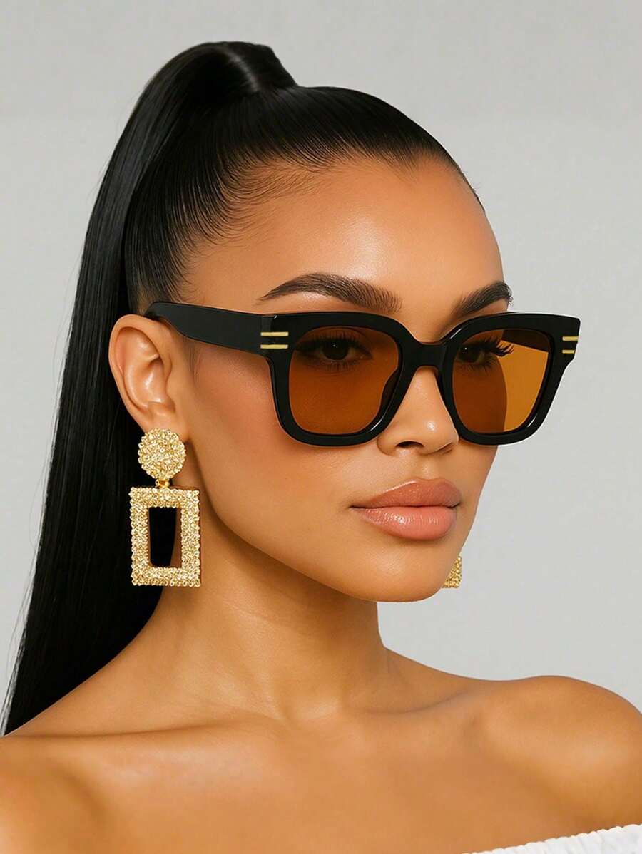 Modische Brille oversized Farbverlauf Frauen 90er Jahre schwarze Gläser Modische Outdoor Quadrat