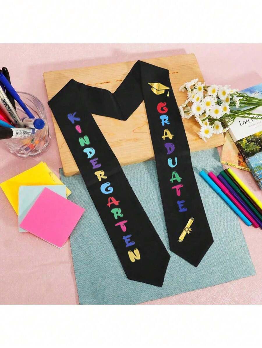 1 pieza Correa para el hombro de graduación, diseño de letras y gorro de colores con cinturón de cintura de poliéster para ceremonia de graduación, lavable a máquina, decoración de graduación, regalo de graduación