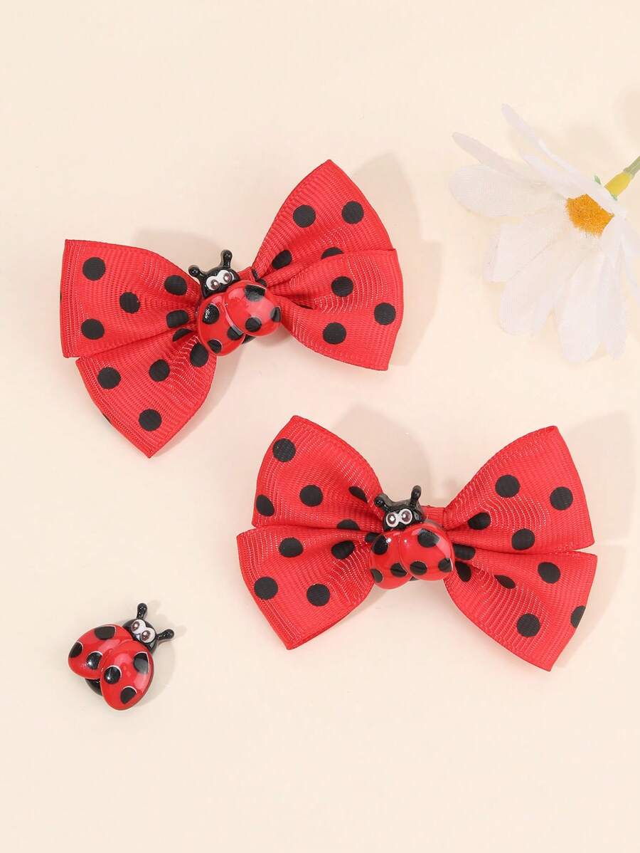 2pcs Red Ladybug Hair Bows For Girls Cute Laybug Grosgrain Ribbon Bow Alligator Clips Adorable Polka Dot Ladybug Insect Bow Hair Clips Birthday Holiday Gifts Bow Barrettes Girls Pigtail Bow Hairpins Kids Hair Accessories