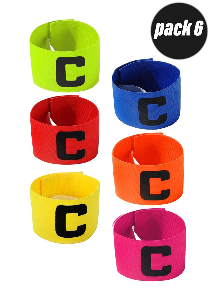 6 piezas brazaletes elásticos de capitán de fútbol con diseño anti-caída