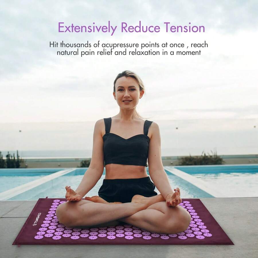 Acupressure Mat And Pillow Set For Back/Neck Pain Relief And Muscle Relaxation 68*42*2cm