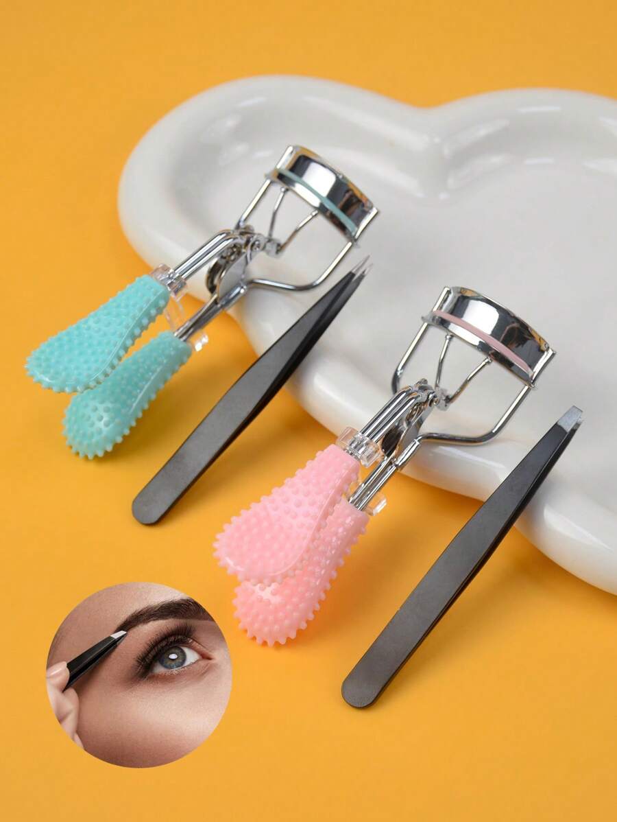 2pcs Set Portable Makeup Novice Eyelash Curler & Long-Lasting Eyelash Curler Tool Kit - Natural Universal Eyelash Curler