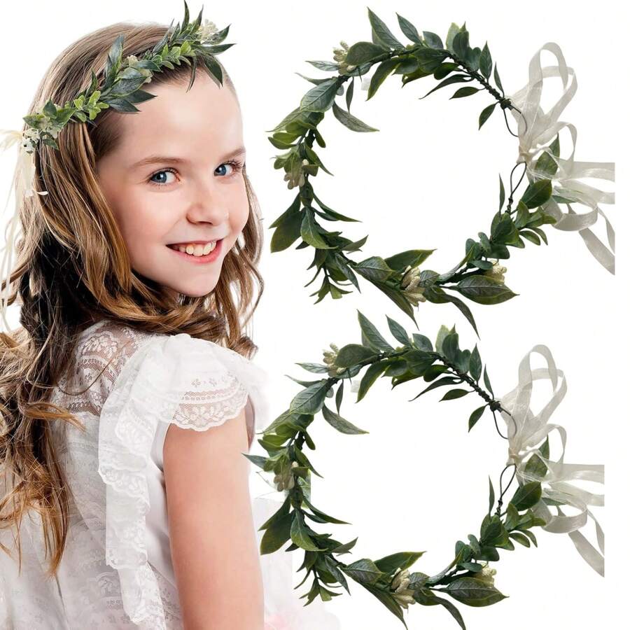 1 Stück Green Leaf Floral Crown Eukalyptus Blume Frauen Mädchen Stirnband Blume Kopfschmuck Braut Halo Foto Prop Hochzeit Zubehör Braut Blume Kopfschmuck