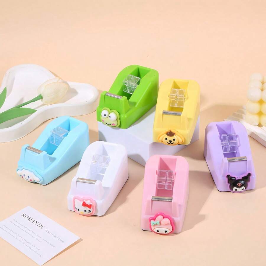 Sanrio Cute Desktop Non-Slip Sanrio Tape Cutter Transparent Tape Dispenser Cartoon Scrapbooking Tapecase Back To School