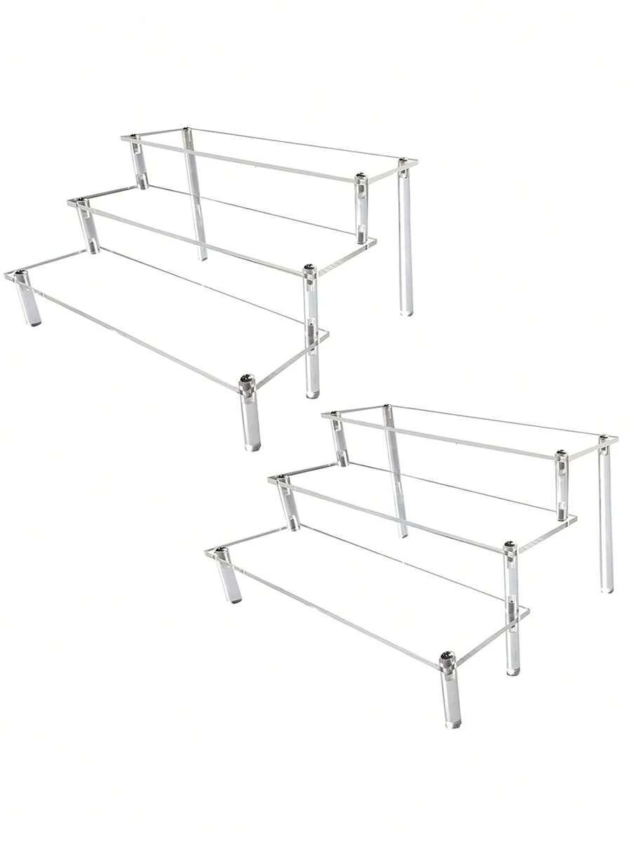 Acrylic Display Stand, 1pc Transparent Acrylic Display Tube Stand Holder For Perfume, Cosmetics, Cupcakes And Desserts, 1/2/3 Tier Shelves (Single Tier Approx. 20cm Width, 2/3 Tier Approx. 30cm Width)