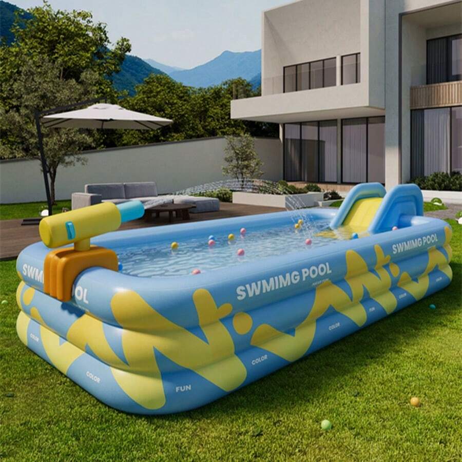 1pc Inflatable Swimming Pool, Outdoor Backyard Pool, Indoor Bathtub, Pink Or Blue Color Optional (Only The Swimming Pool Is Included, No Other Accessories Are Included, The Slide Needs To Be Purchased Separately), Beach Essentials, Beach Accessories, Pool Float