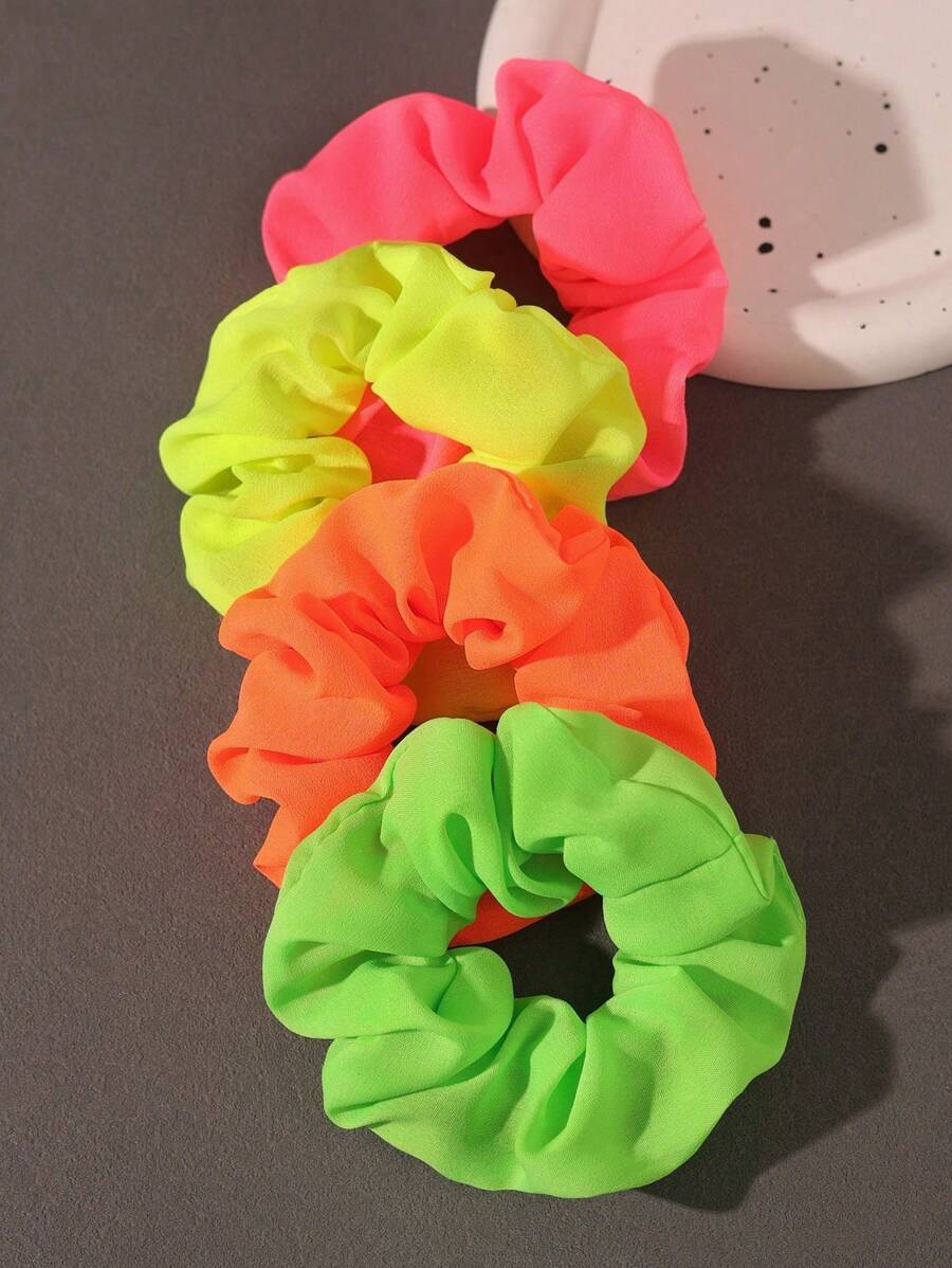 4 pezzi Set di Accessori Per Capelli Neon Scrunchies Per Donne, Elastici Per Capelli Scrunchie