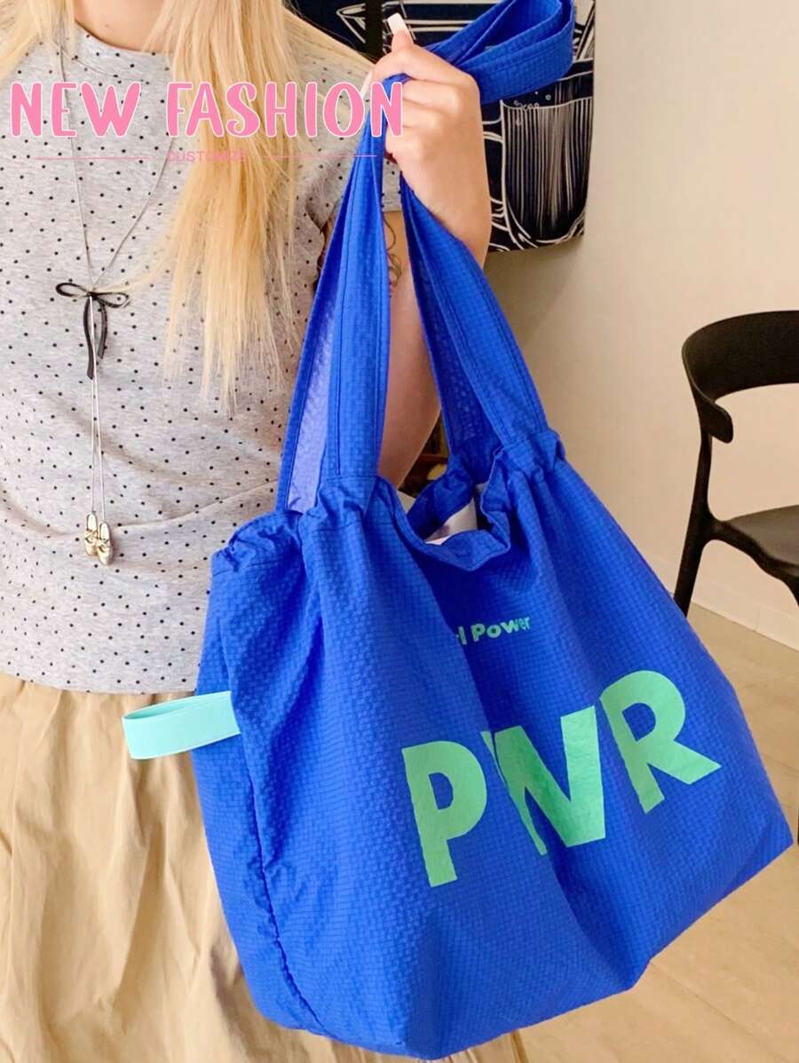 Sac en canevas à une épaule de grande capacité avec cordon de serrage, modèle 2025. Sac fourre-tout en nylon avec lettres japonaises, sac de ville