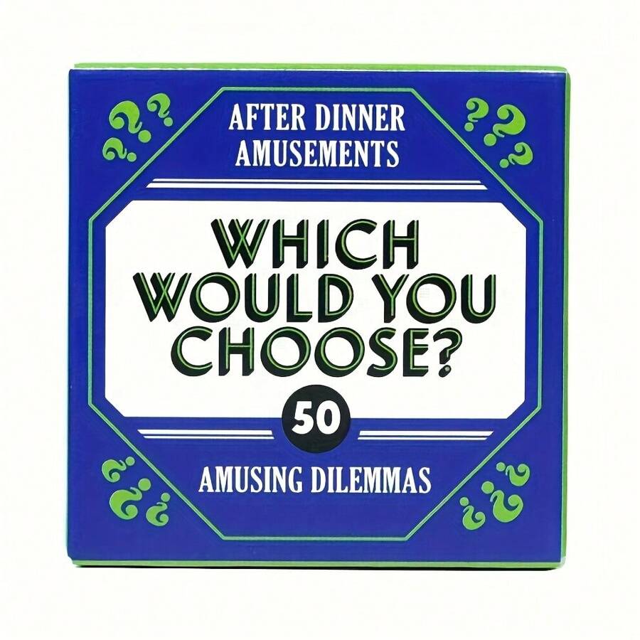 1 pièce - Repas divertissants : 50 choix amusants de jeux de cartes - Jeux interactifs de discussion pour les fêtes et la famille, divertissements portables pour les vacances et le camping, boîtes bleues et vertes avec des versions décoratives, idées de cadeaux parfaits pour les fêtes et les réunions de famille, jeux de réunion de famille | Designs de boîtes vibrantes | Jeux de table