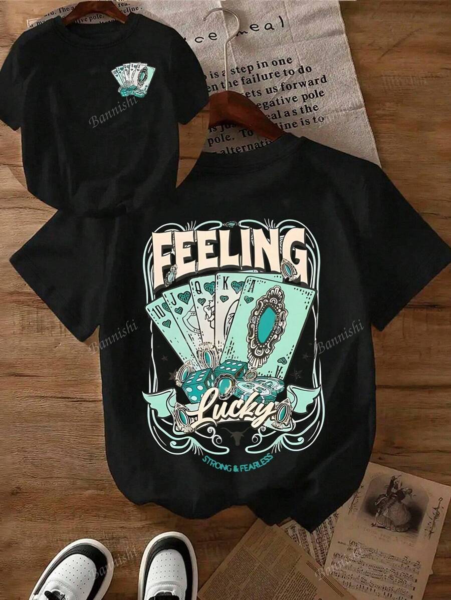 maglietta grafica Western Cowboy da donna, maglietta casual a girocollo a maniche corte, top estivo in maglia di poliestere con stampa a cartoni animati, 95% poliestere 5% elastan, peso 180g/m² - lunghezza regolare