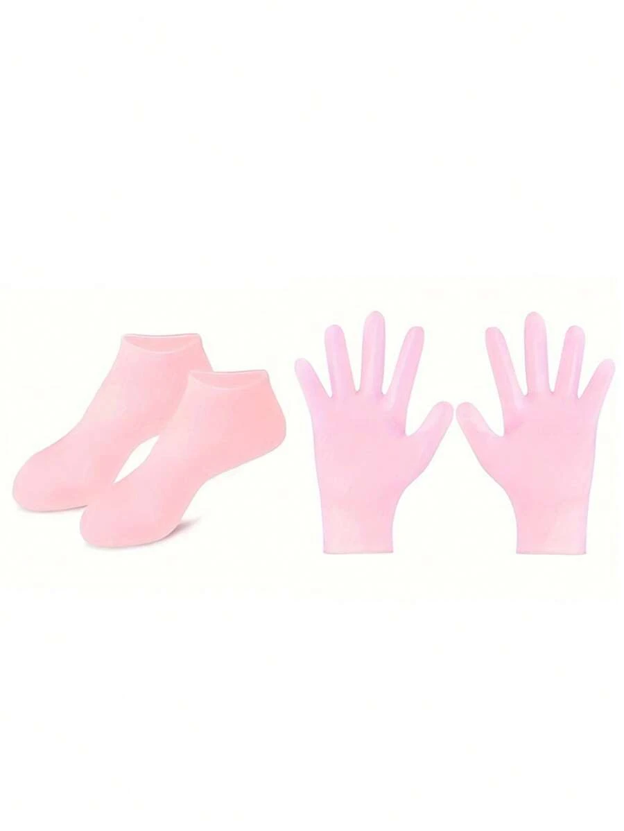 2 paires Ensemble de chaussettes et gants en silicone pour le rajeunissement des mains et des pieds. Gants et couvre-pieds pour favoriser l'absorption des lotions pour le corps