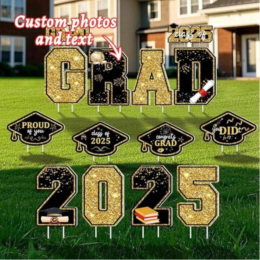 14PCS Customizable Garden Flags, Funny Graduation Flags, Outdoor Flags For Yard, Custom Posters For Graduation, Custom Flags, Customizable Flag For Graduation, Graduation Decorations 2025