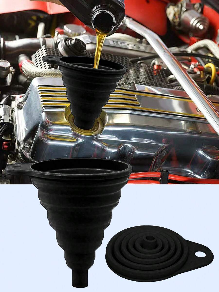 Entonnoir pliant et portable en silicone, convient pour changer l'huile et l'essence dans les voitures, camions et motos (vert néon)