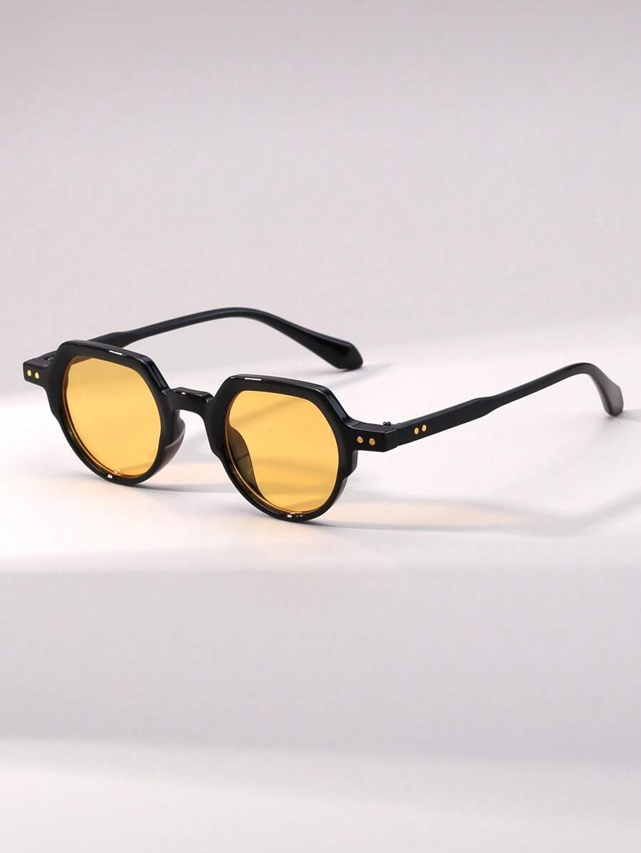 1 buc ochelari de soare retro pentru bărbați, cu ramă rotundă mică, stil Street Shooting, de înaltă calitate, potriviți pentru uz zilnic și decor