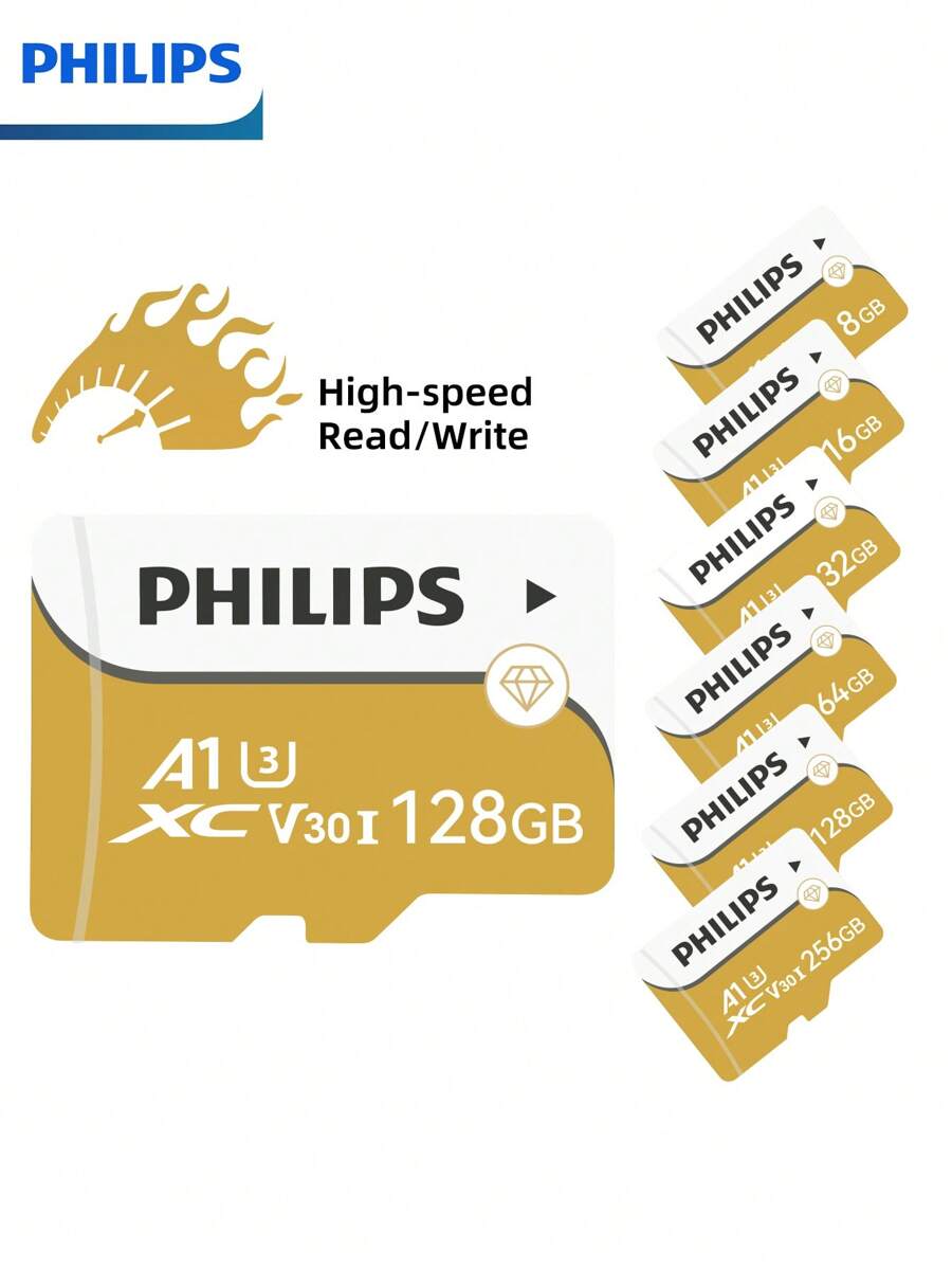 PHILIPS Cartes mémoire haute performance PHILIPS, puces de haute qualité, fonctionnement stable, compatibles avec divers produits électroniques, répondant aux besoins d'enregistrement d'images haute définition et de stockage de données, simples d'utilisation, plug and play!