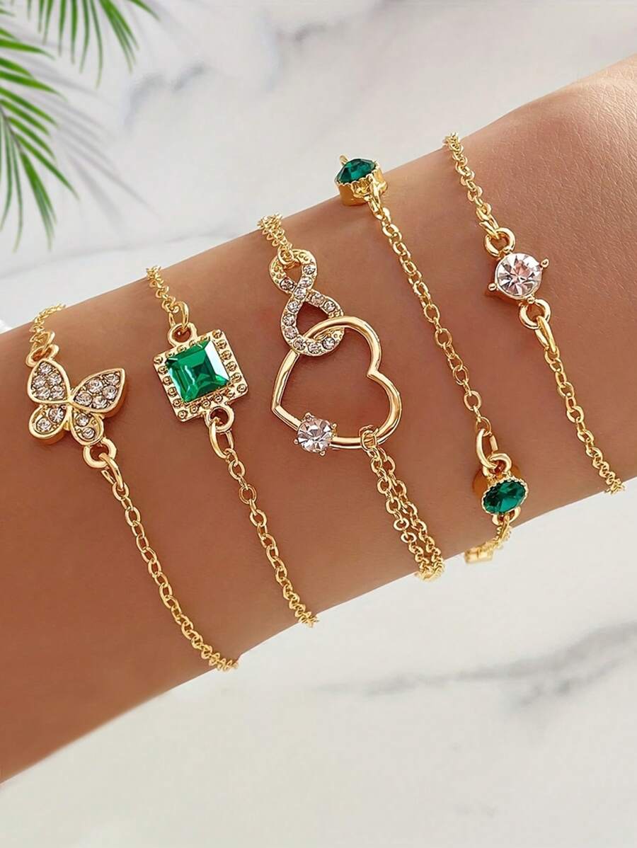Ensemble de bijoux pour femme 5 pièces, bracelet à la mode et décontracté, idéal au quotidien et comme cadeau de Noël pour vos amis.
