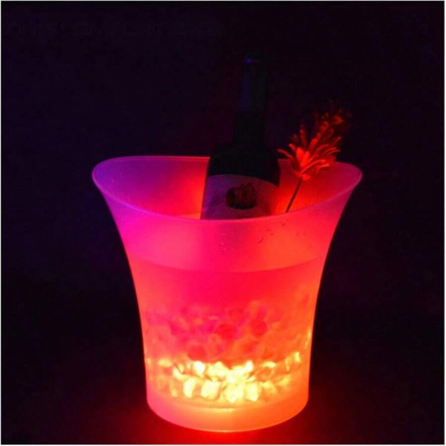 5L Ice Bucket With LED Light, Champagne Drink Container Party Ice Bucket, Bar Wine Beverage Beer Bottle Cooler Holder, Perfect For KTV Club, Bar, Family Party