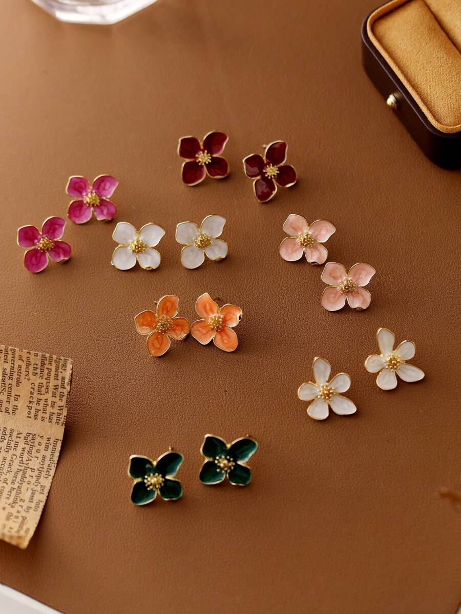 1 Paar europäisch-amerikanisch klassische Blumen elegante Ohrringe, vielseitig und chic koreanischer Stil süße Ohrstecker