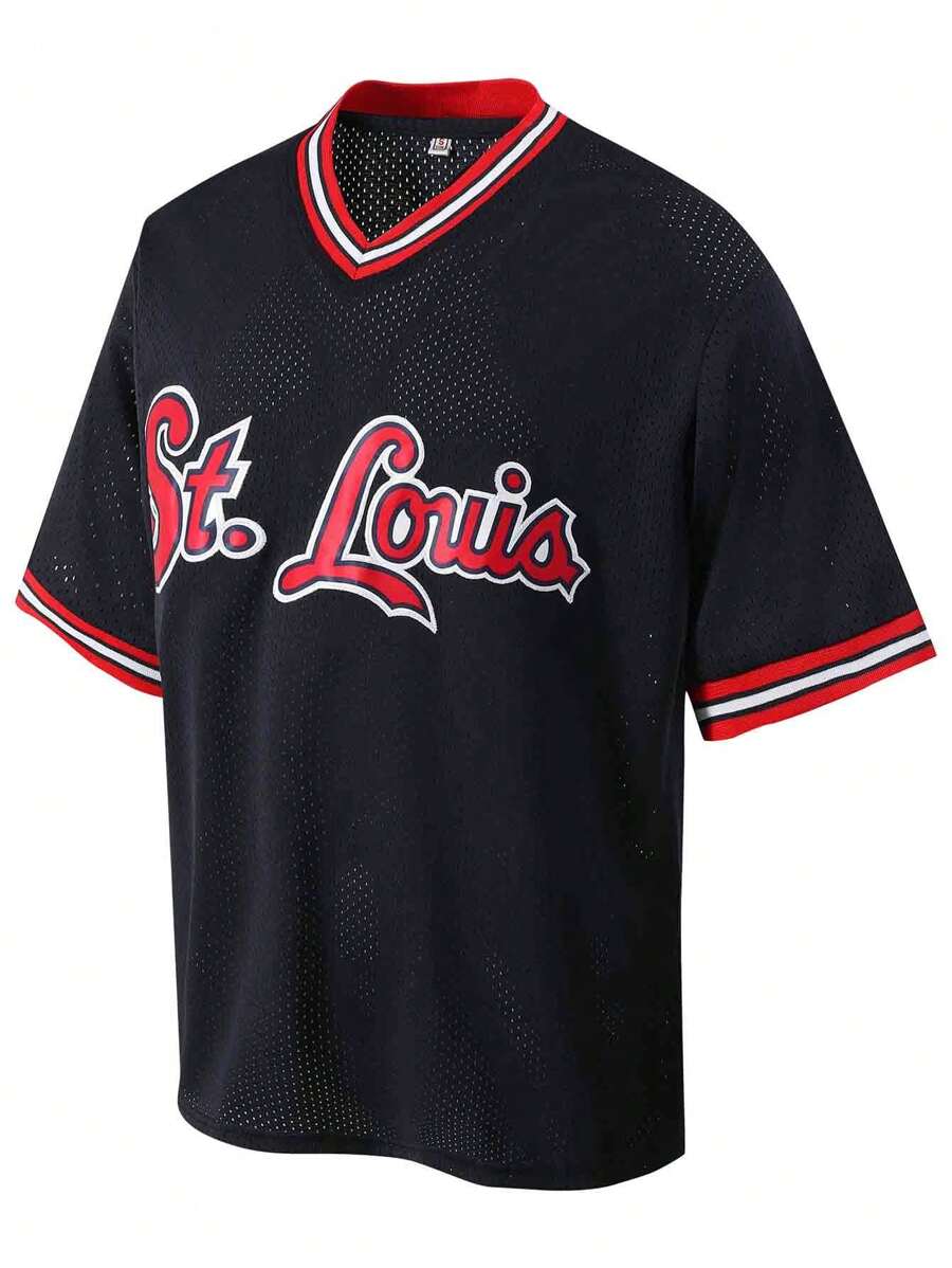 Atonmore 4pcs Men's Classic Baseball Jacket, Navy Blue, Button Embroidery Sports Uniform