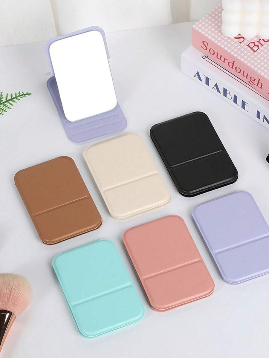 1 Specchio da trucco portatile, specchio in pelle poliuretanica di piccole dimensioni, pieghevole, adatto come regalo, elemento essenziale per i viaggi, cosmetici, facile da riporre, specchio tascabile per ritocchi, specchio da trucco portatile pieghevole con angoli arrotondati, decorazione scolastica, sorpresa scolastica, decorazione per dormitori, back to school