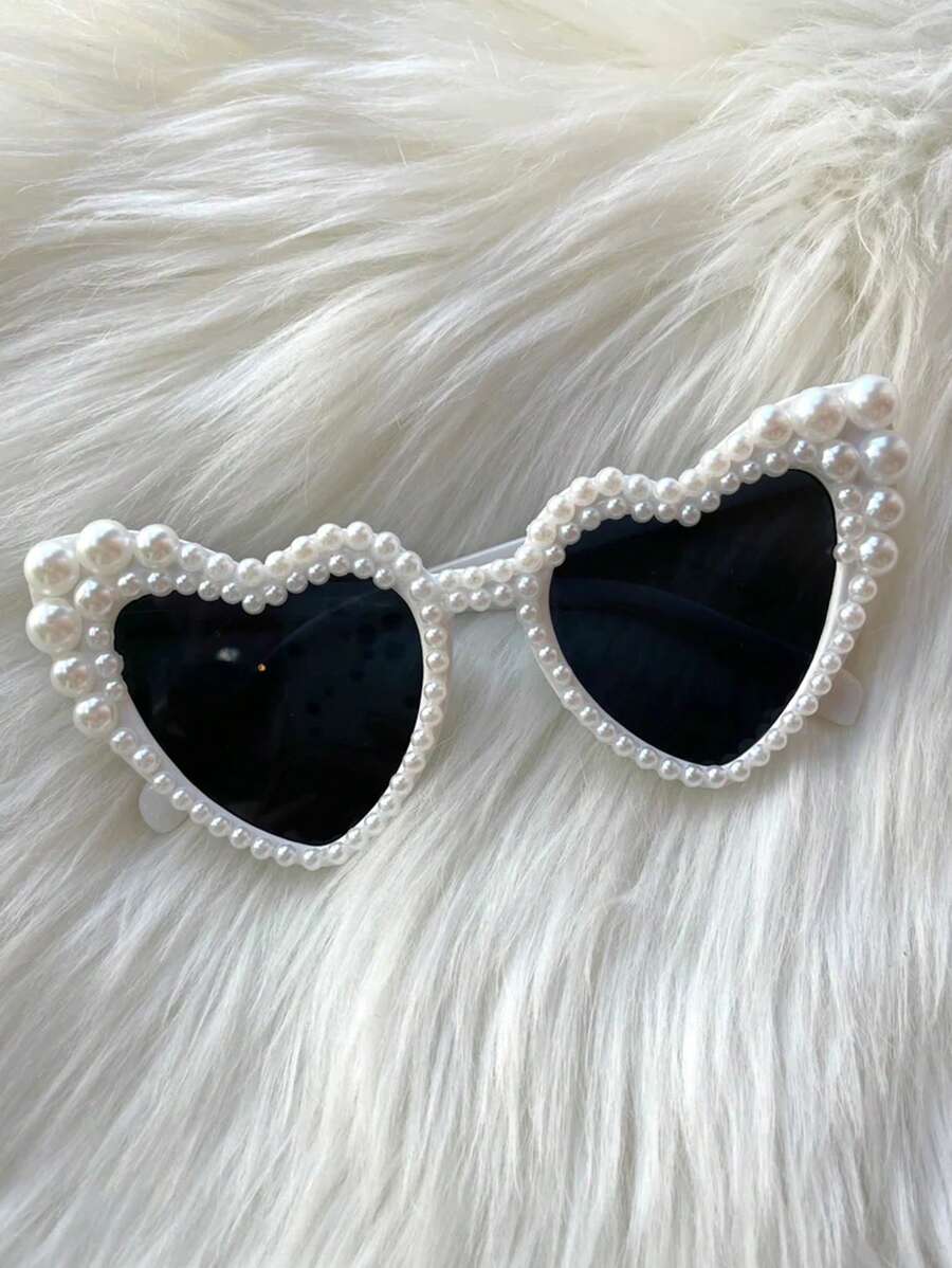 1pc Heart Bachelorette Gifts Vintage Faux Pearl Heart Decorative Party Glasses Bridesmaid Gifts For Bridal Shower Photo Props Wedding Bachelorette Party Favors