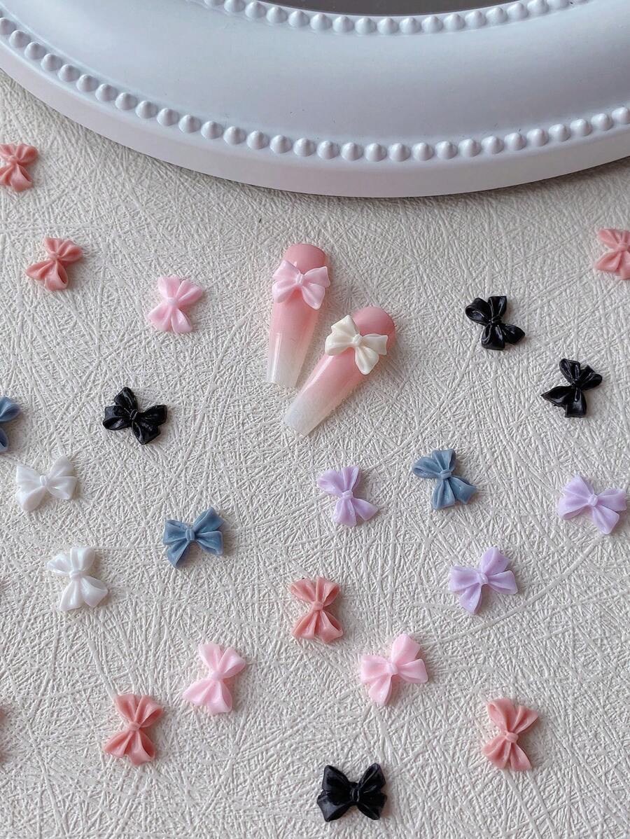 150pc/80pc/30PCS/10pcs Multicolored Bow-Knot Nail Stud Crystal, 3D Bow-Knot Colorful Nail Charms Set For Nail Stones Design DIY Decoration Jewel Stones Nail Art