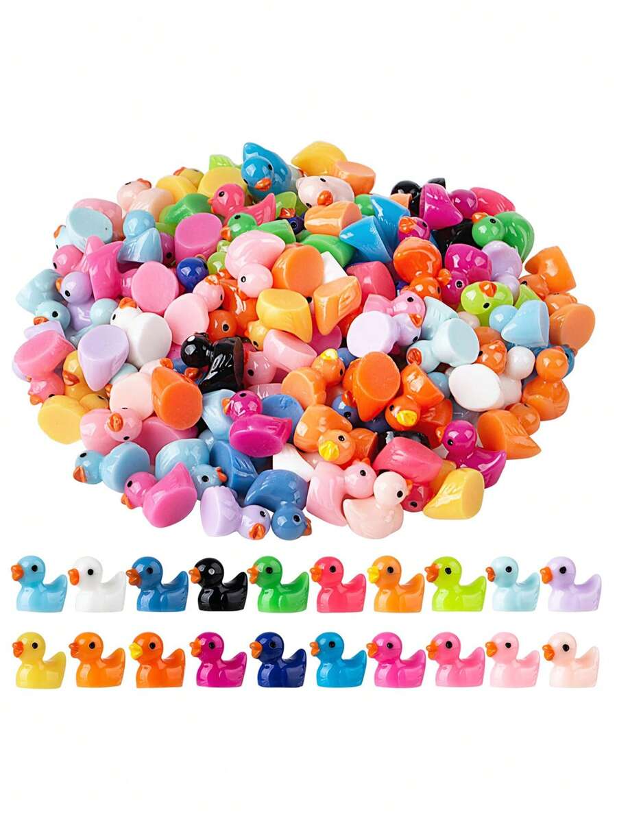 20/30/60 pièces Mini canard en résine coloré. Décorations pour terrarium de jardin féerique, aquarium, plantes en pot DIY, slime et artisanat. Charmes pour fête et cadeau (aléatoire)