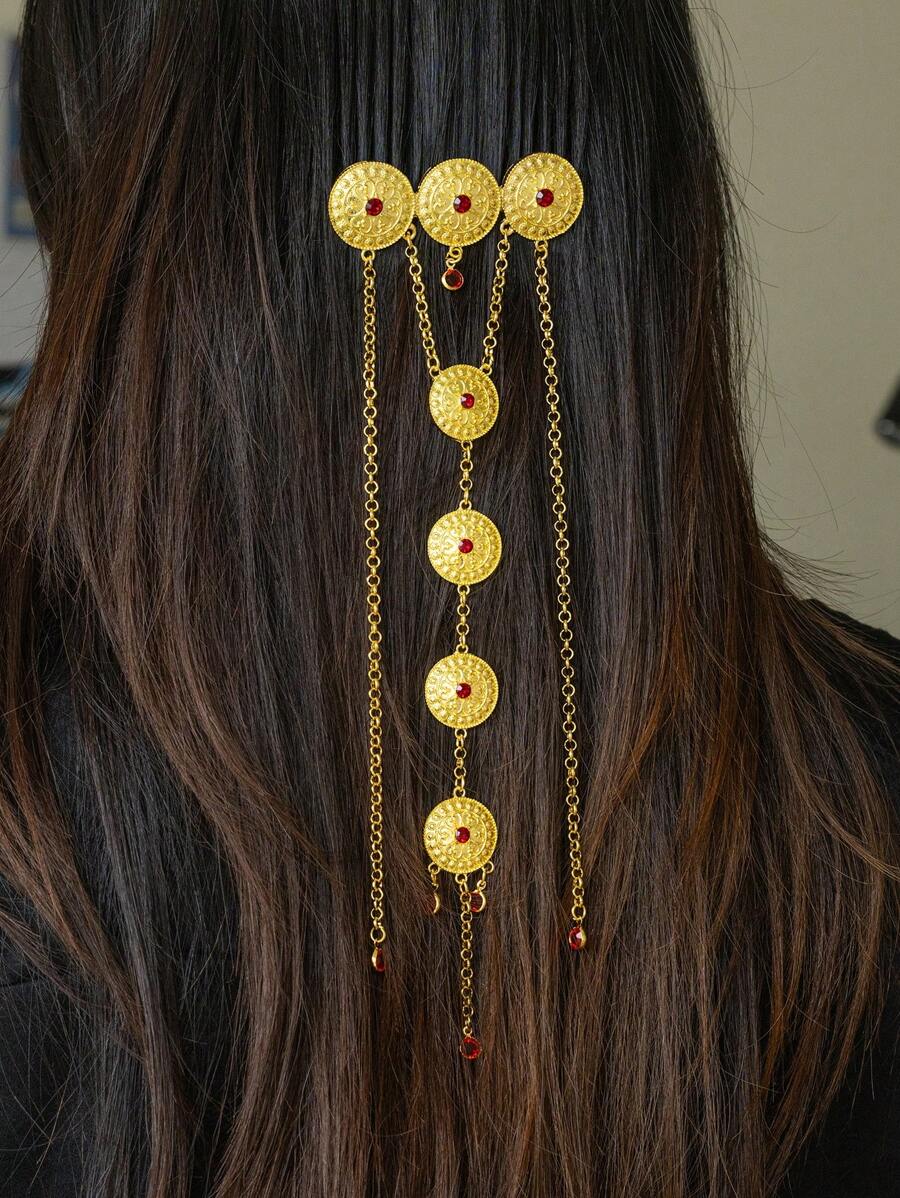 1 pieza Nuevo peine de pelo con borla dorada larga accesorio de pelo elegante retro, joya dorada ornamento para el cabello para mujer regalo de boda y fiesta