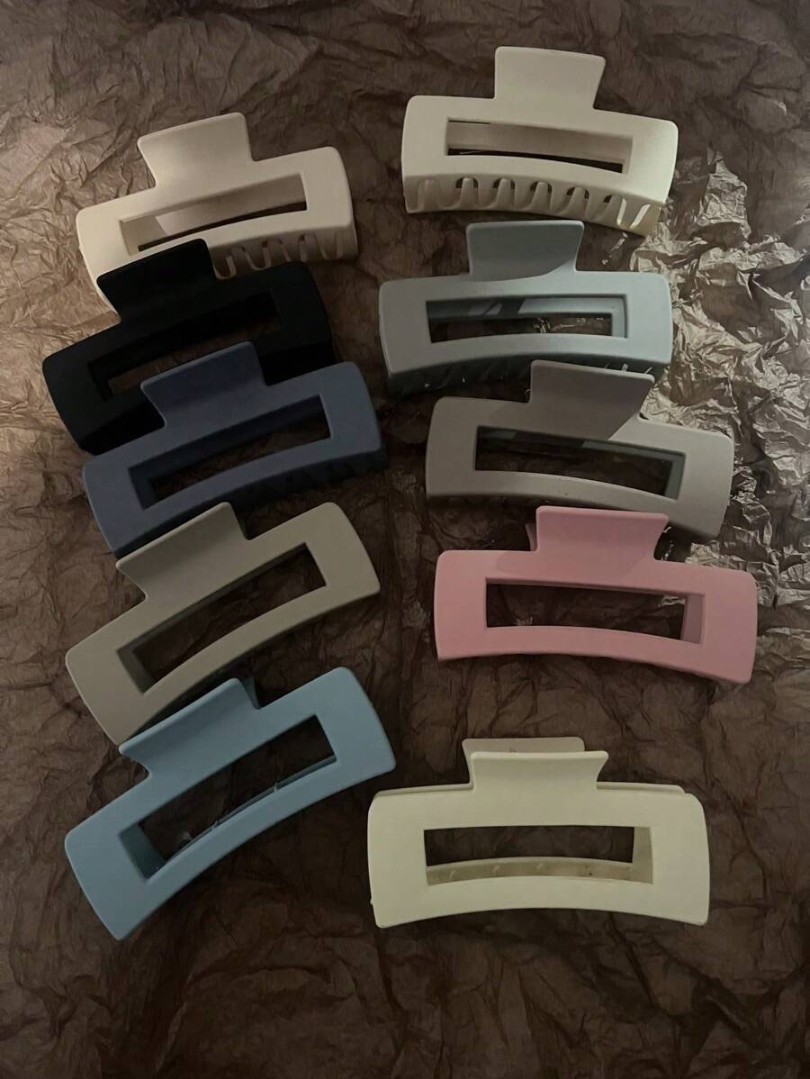 8 Stück/10 Stück zufällige Farben 10,5cm große, leichte Quadratische Kunststoff Haarspangen, modisches, vielseitiges Design, eleganter, minimalistischer Stil, einfarbige Haaraccessoires, geeignet für den täglichen Gebrauch, Outdoor, Strand, Reisen, Lässig, Party, Pendeln, Urlaub, Haarstyling, Gesichtwaschen, Baden, Make-up, Outfit-Koordination, Haarschmuck, Accessoires, Haarklemmen, Haarklammern, Haarklammern