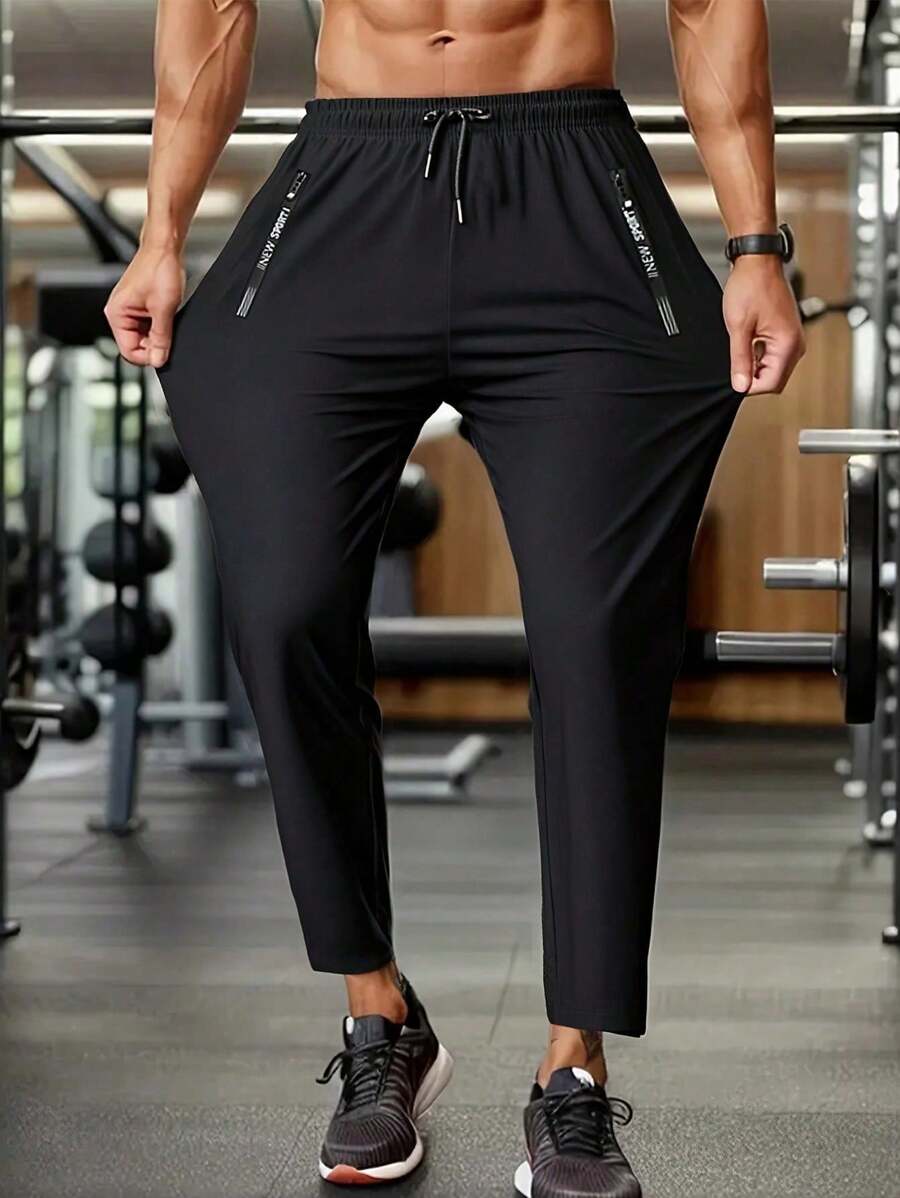 Pantalones rectos casuales y deportivos de secado rápido y elásticos para hombre