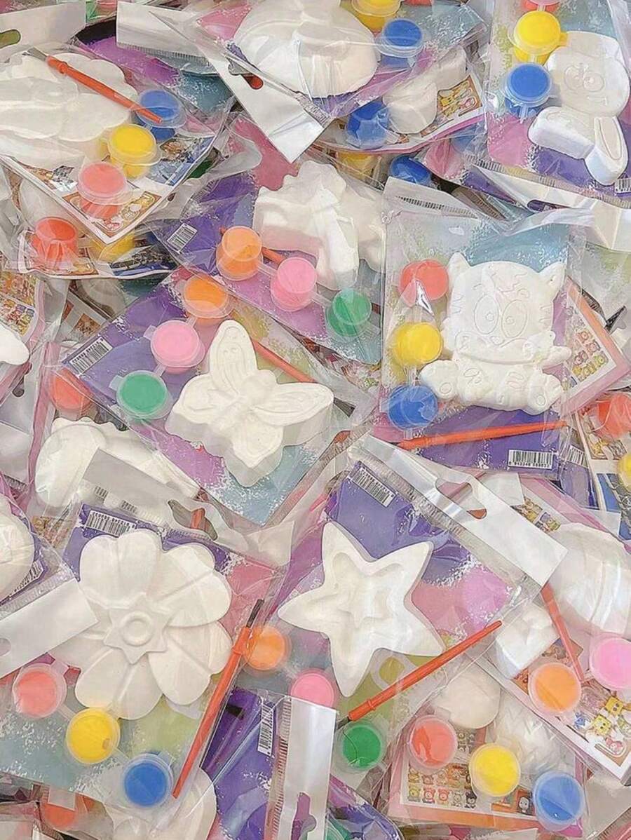 1/2/4pcs Creative Miniature White Plaster Painting Toy For Kids - DIY Plaster Doll Painting And Crafting, Children Art And Handicraft Toy (Random Delivery) (Random Packaging)