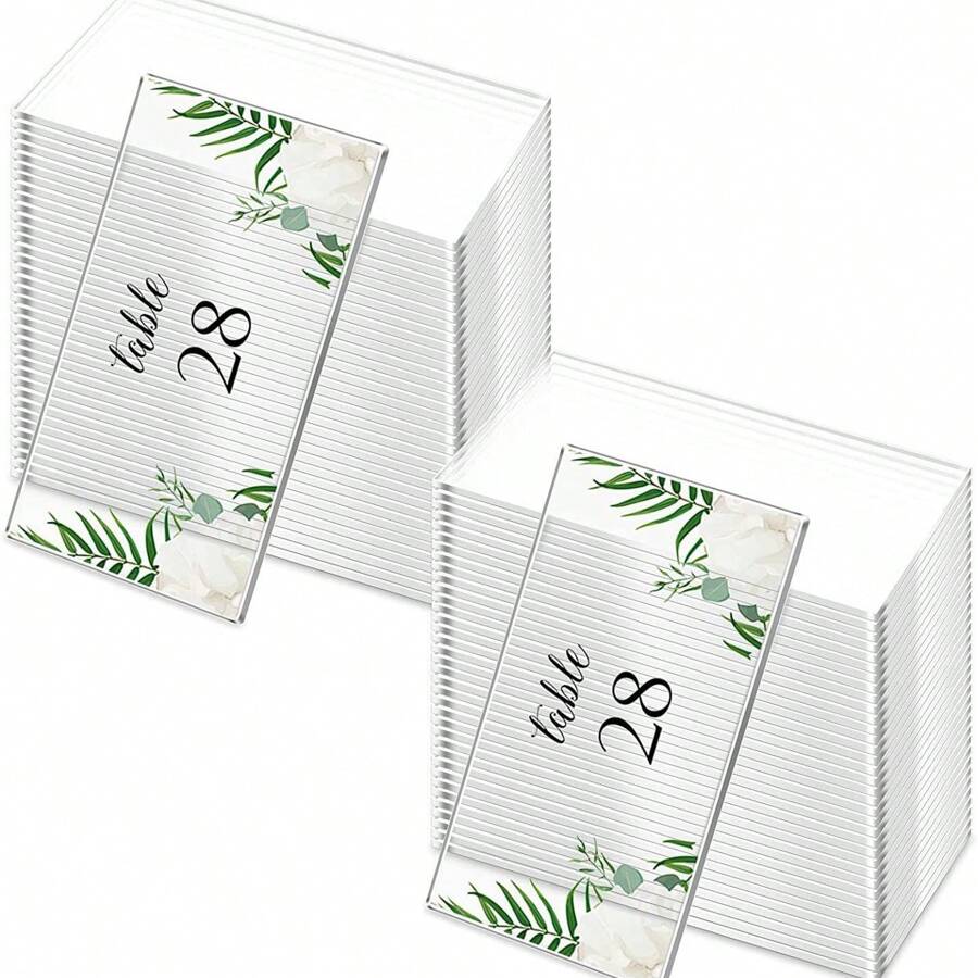 50 PIEZAS Tarjetas de lugar de acrílico transparente, tarjetas de nombre de acrílico, tarjetas de número de mesa de acrílico, placas de nombre de acrílico en blanco, tarjetas de asignación de asientos de acrílico, señal para boda, decoración de mesa DIY, fiesta (estilo rectangular)