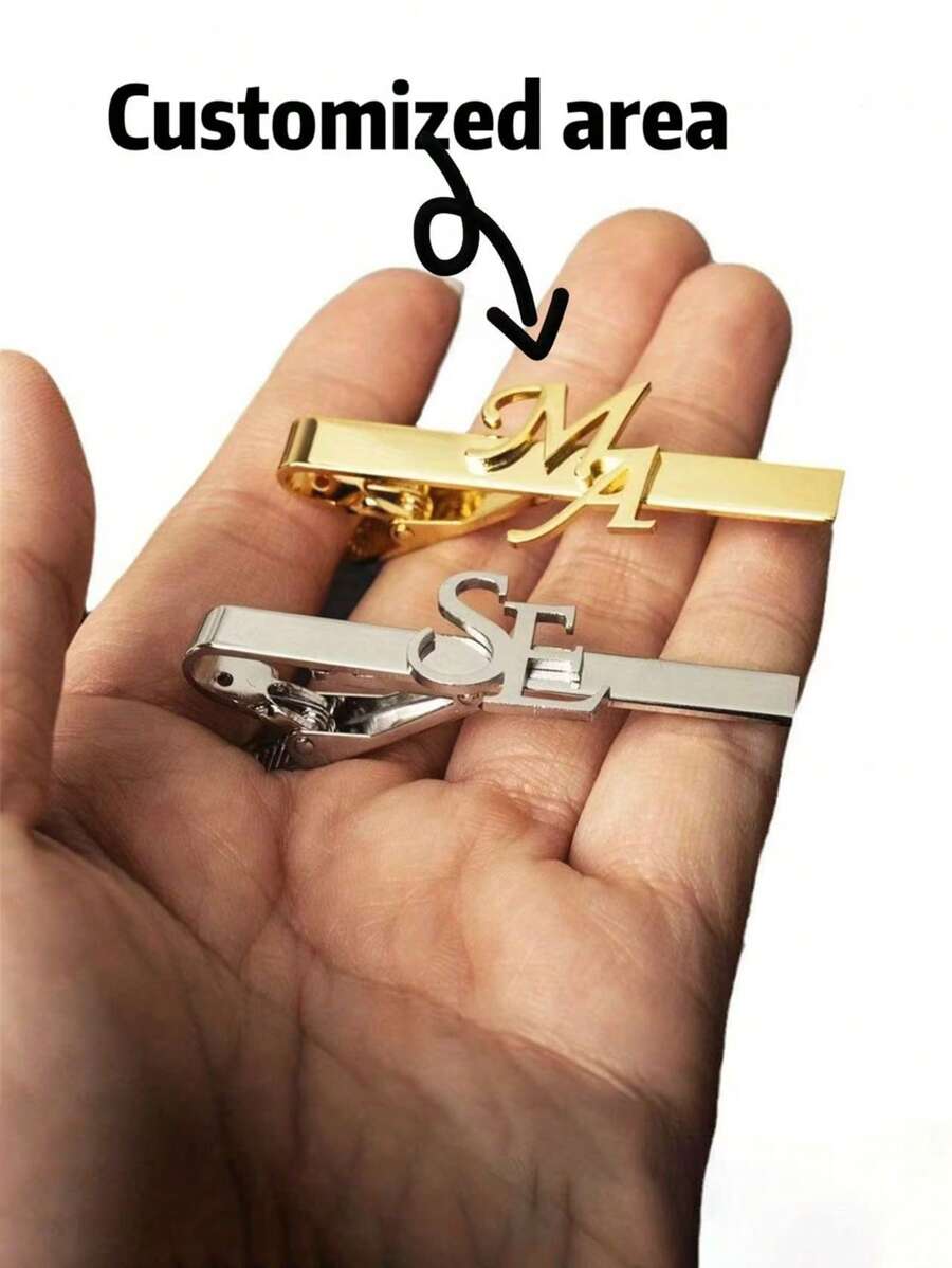 Ein Stück personalisierte Edelstahl Krawattennadel - individualisierte Initialen für Männer, Hochzeiten und formelle Anlässe, Hochzeitsaccessoires | Personalisierte Krawattennadel | Strapazierfähiges Hochzeitsaccessoire, Hochzeitsschmuck, das perfekte Geschenk zum Vatertag