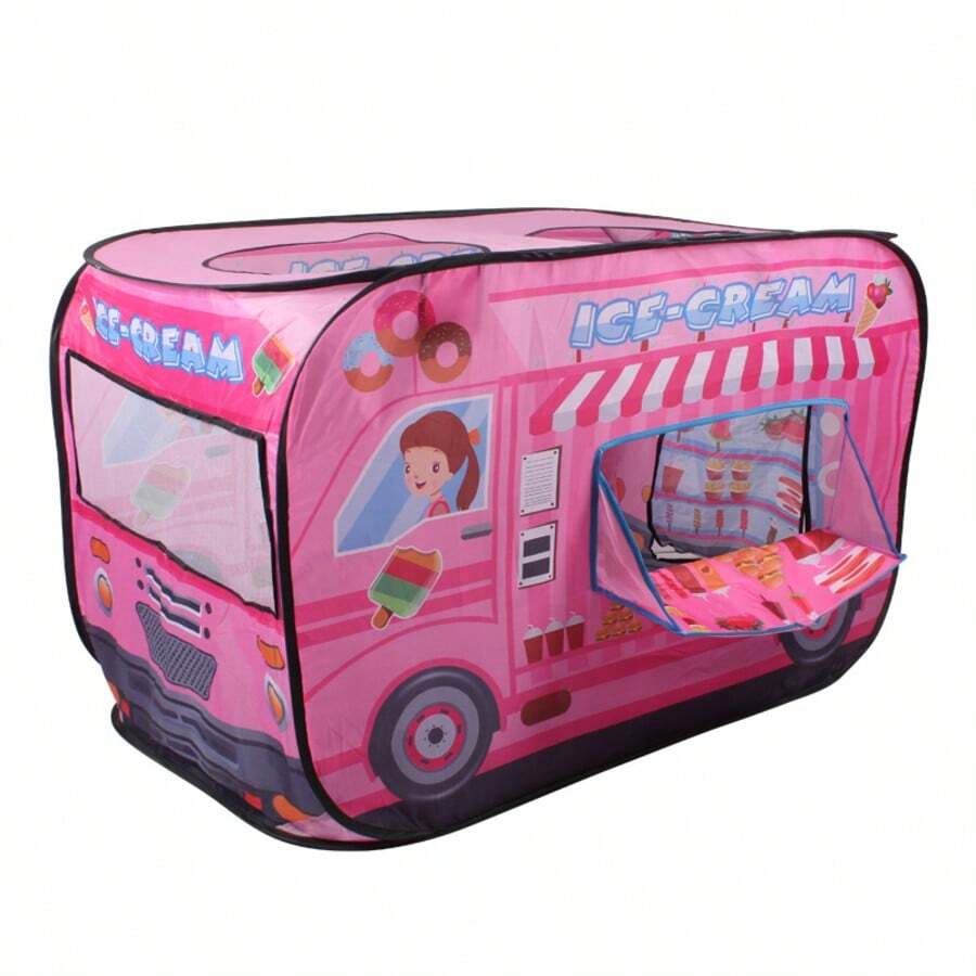 1 pieza Juguete tipo carpa con forma de helado rosa, casa de juego para niños y niñas, material de poliéster duradero, carpa de juego divertida para niños, mejor regalo de cumpleaños/festividad, juguete de playa