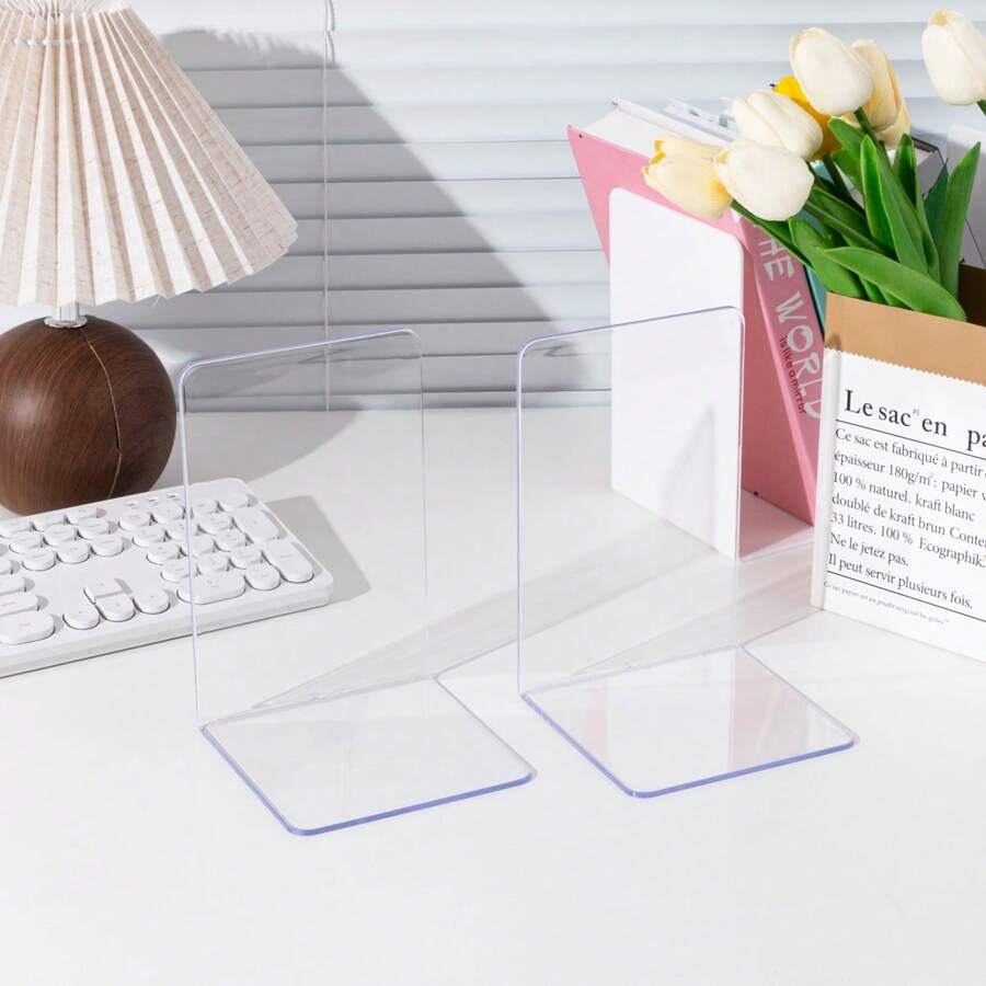 L-Shaped Acrylic Thick Transparent Book Stand Multifunctional Creative Office Desk Storage Book Stand Shelf Back To School