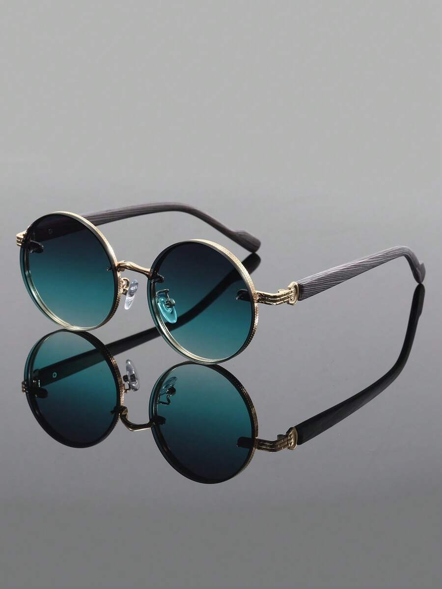 1 Stück vintage runder Brille im Punk-Stil mit Holztextur, hochwertige Modebrillen für Streetstyle