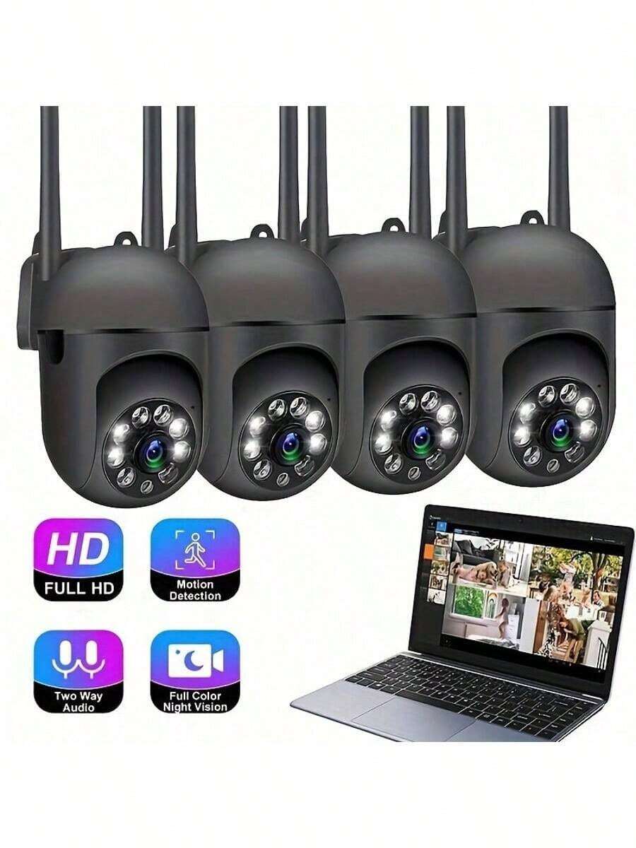 Caméra de sécurité sans fil HD 1080P avec vision nocturne en couleur, audio bidirectionnel, panoramique/inclinaison/zoom - Surveillance domestique intelligente WiFi intérieure/extérieure, convient aux jeunes et aux animaux de compagnie (carte mémoire non incluse)