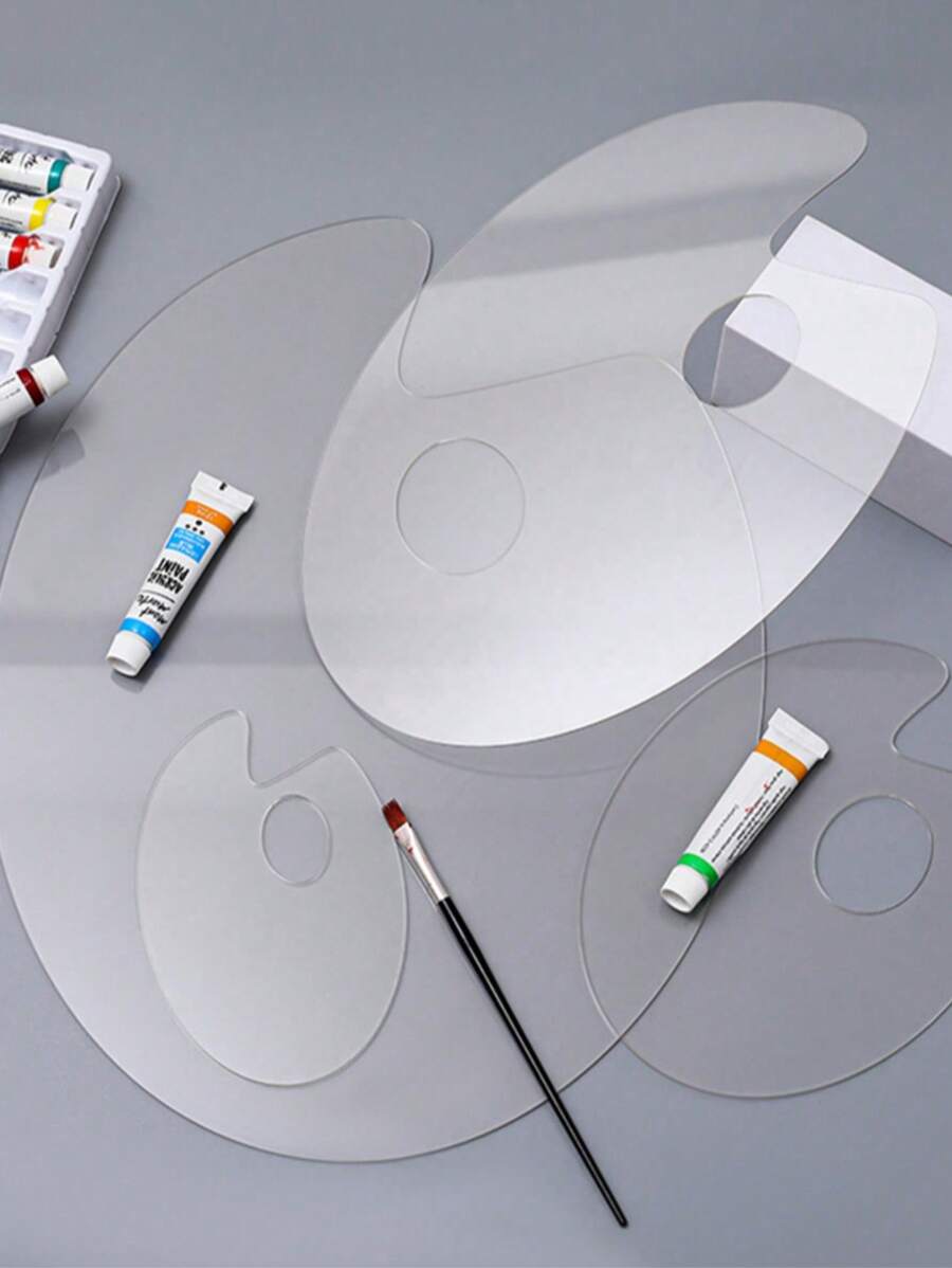 1 pièce/2 pièces Palette acrylique transparente pour aquarelle, peinture à l'huile, nail art et maquillage Rentrée scolaire