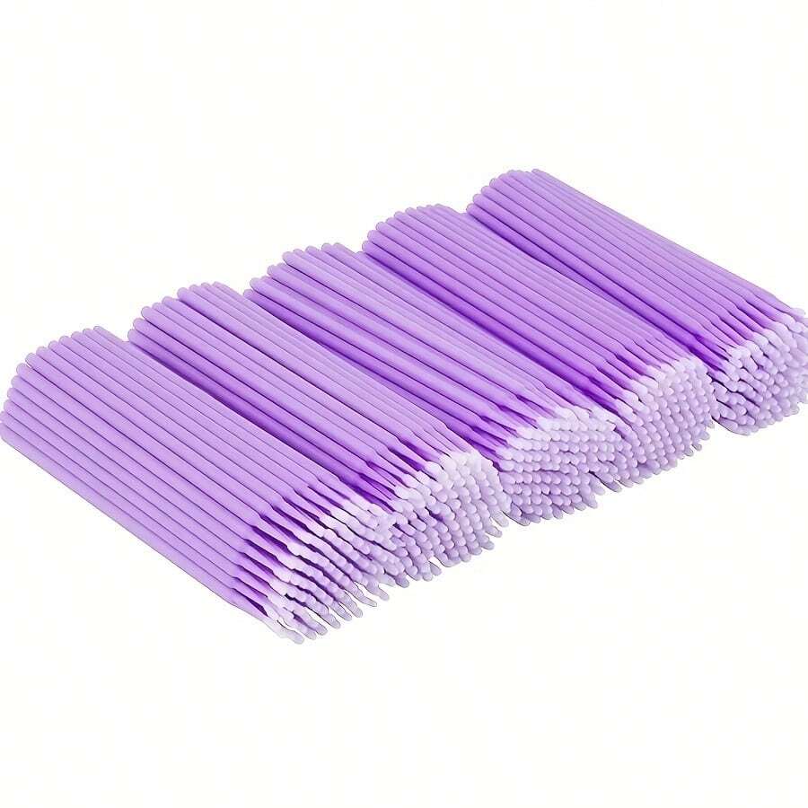 500 piezas de micro cepillos para extensiones de pestañas y maquillaje - Cabezas de cepillo de precisión de 2,0 mm, cerdas blancas esponjosas, herramientas y accesorios de cosmética, aplicación de maquillaje | Diseño de mango elegante | Cerdas sintéticas duraderas