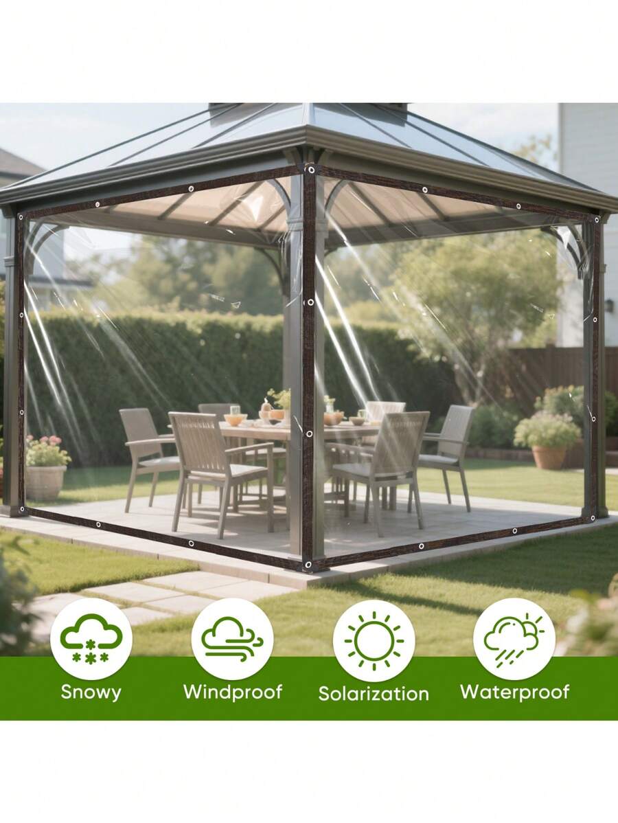 1PC Waterproof Rain Cover, Rain Cloth, Rain Net, Transparent, Tear Resistant, Dust-Proof, And Waterproof Plastic Film. Suitable For Gardens, Balconies,Porch, Flower Rack, Dog House, Camping Greenhouse, And Weather Outdoor Camping Sites