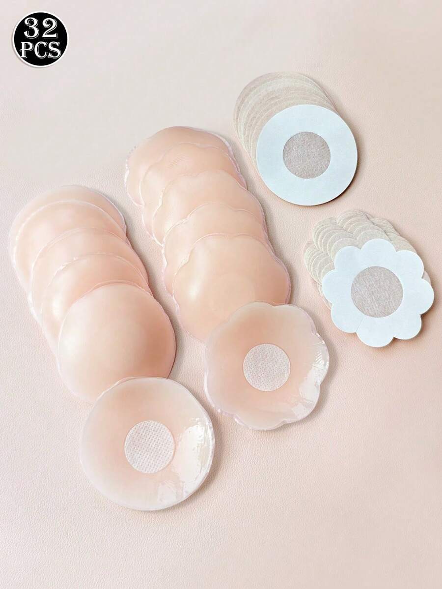32Pcs Of Packaged Breast Stickers, Invisible Anti-Protrusion Silicone Adhesive Nipple Covers For Summer, Suitable For Wedding Dresses, Push-Up Bras, Anti-Light Through And Suitable For Both Big And Small Chests