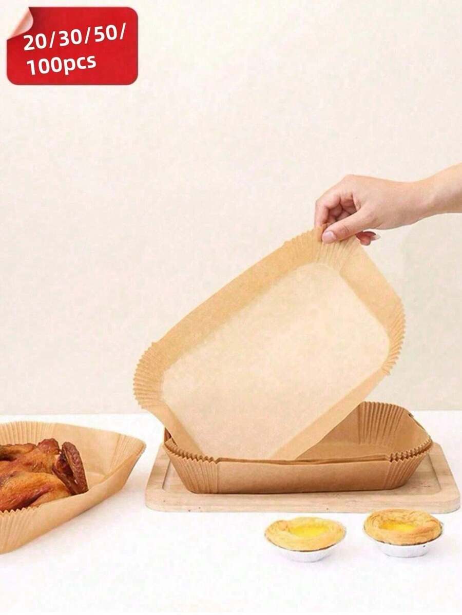 20/100/200pcs Air Fryer Paper Oil Blotting Paper Baking Silicone Paper Oven Placemat Tray