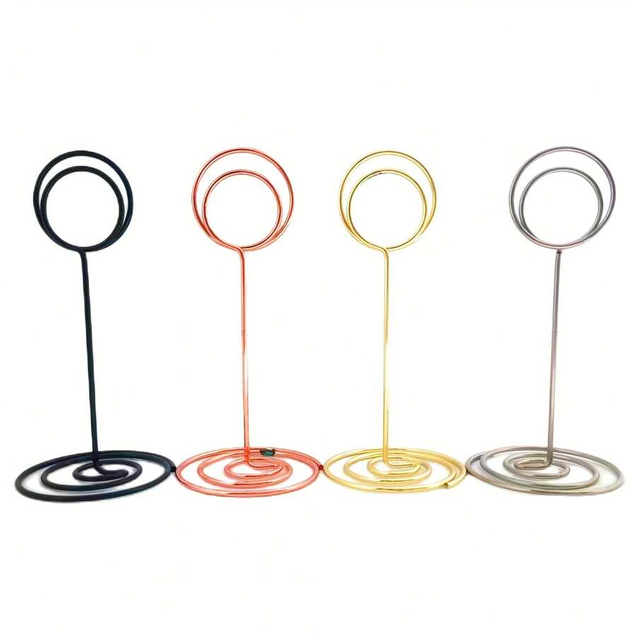10pcs/Bag Cute Peacock Circle Shape Place Card Holders Table Number Stands Table Card Holder Wire Table Picture Photo Holder Menu Memo Clips For Wedding Favors, Office,Back To School,School Supplies