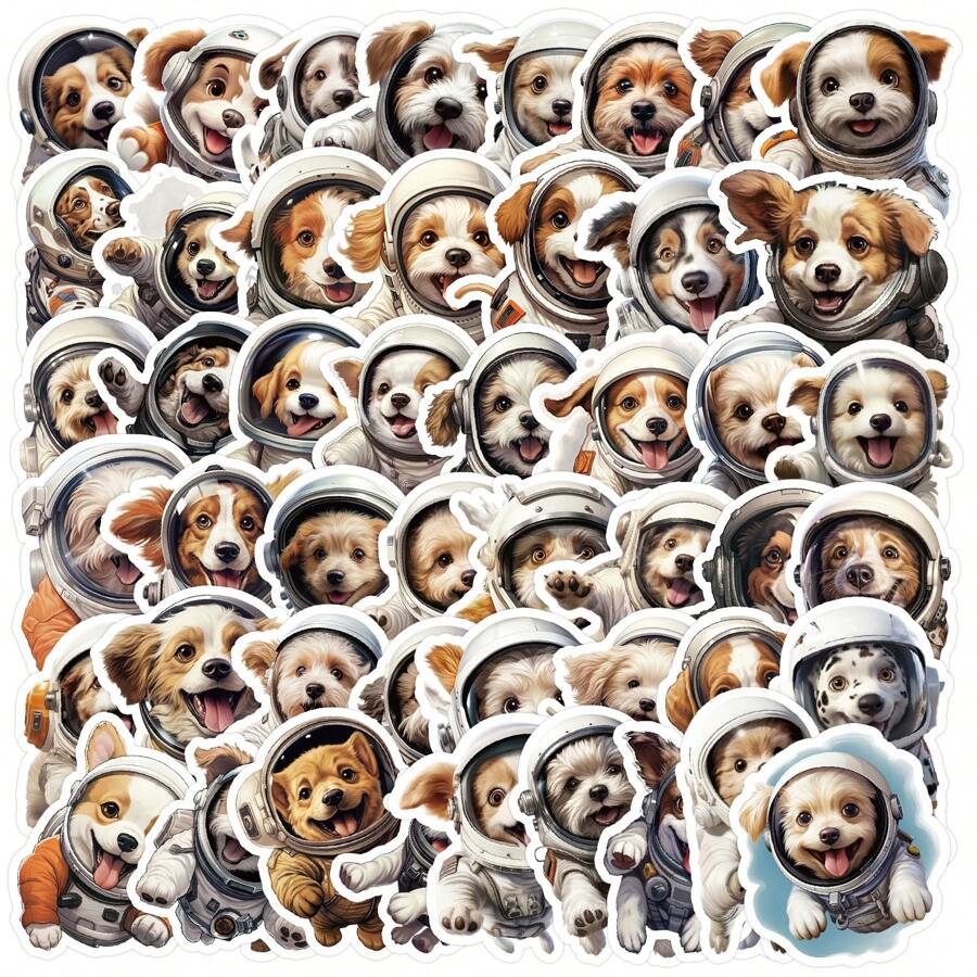 50 adesivos com design de cachorro espacial fofo de desenho animado, podem ser aplicados em copos de água, computadores, telefones, malas, skates, notebooks, desktops, guitarras, carros, capacetes e outros itens de decoração do dia a dia para adultos e adolescentes