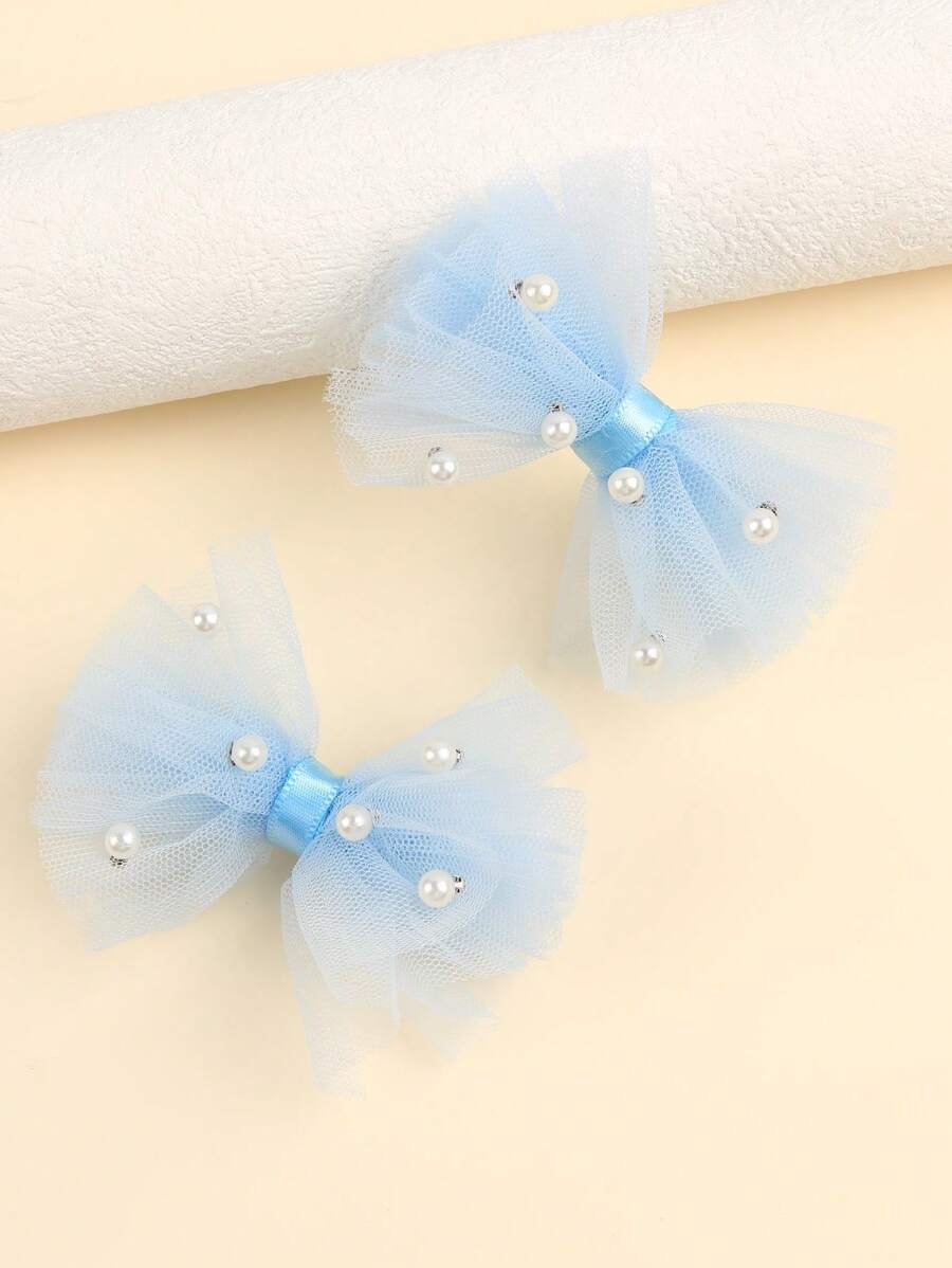 2 Stücke rosa Perlmuttmesh Haarschleifen Clips, süßer Prinzessinen Stil Haarschmuck für Mädchen, dekorativer Haarschmuck Haarclip